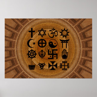 Pôster com símbolos da religiões poster