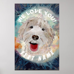 Poster Cute Labradoodle Dog &Text