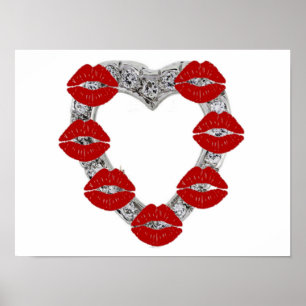 Poster Diamond Heart With Kisses