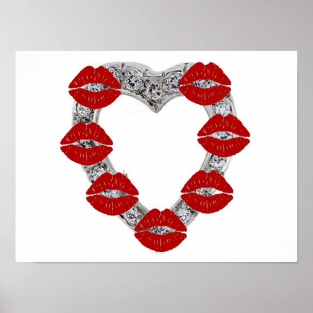 Poster Diamond Heart With Kisses (Front)