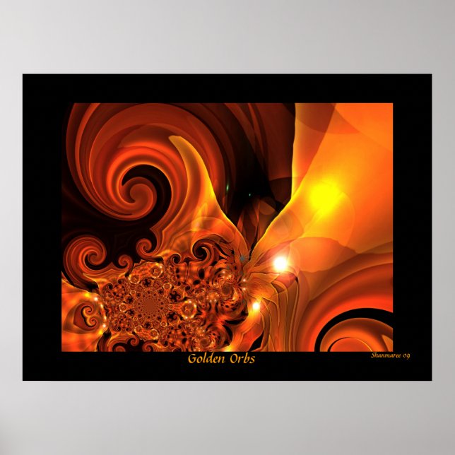 Poster Digital Abstract Art Golden Orbs (Front)