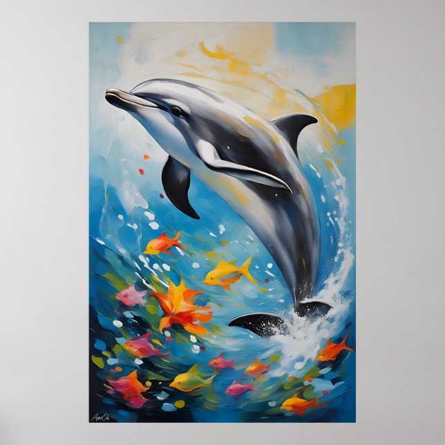 Poster | Dolphin | Oil Painting Style  (Front)