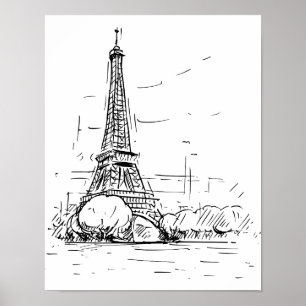 Poster Drawing of the Eiffel Tower