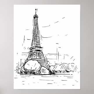 Poster Drawing of the Eiffel Tower