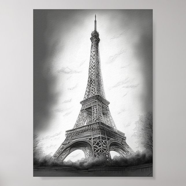 Poster Drawing of the Eiffel Tower (Front)