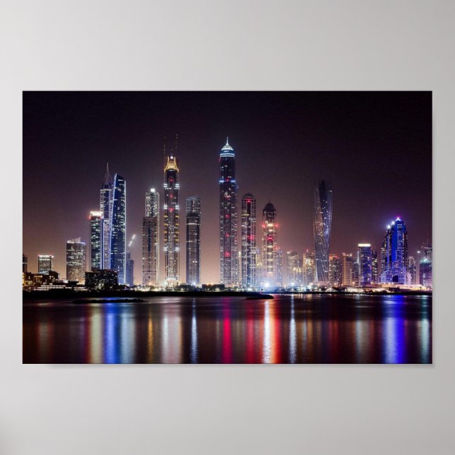 Poster - Dubai Skyline At Night (Front)