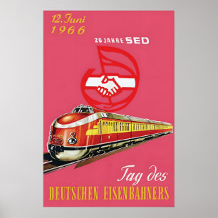 Poster Eastern German Railways 1966 20 years SED