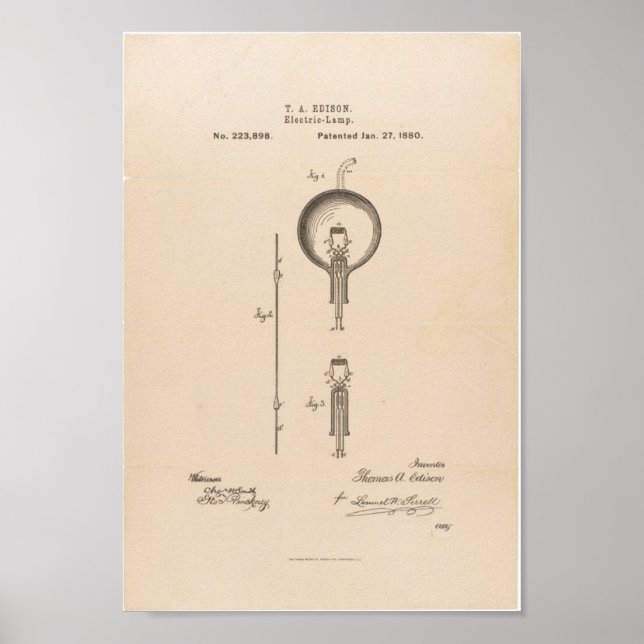 Poster / Edison Light Bulb Patent (Front)