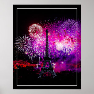 Poster-Eiffel Tower Fireworks 16" x 20" Poster