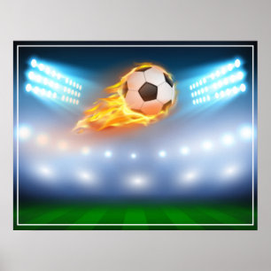 Poster-Flaming Soccer Ball Poster
