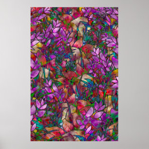 Poster Floral Abstract Stained Glass