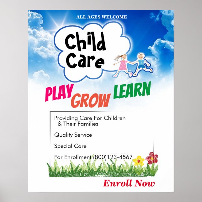 Poster for Daycare Child Baby Care (Front)