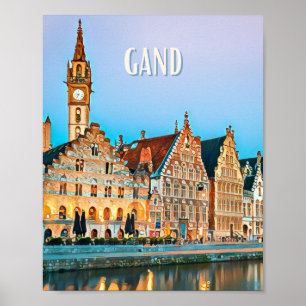 Poster Ghent Belgium Photo Vintage