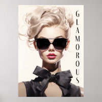 Poster Glamourous Fashion Model Black Bow
