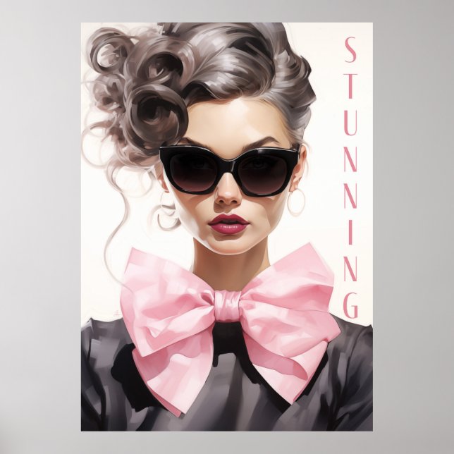 Poster Glamourous Fashion Model Black Bow (Front)