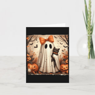 Poster Halloween Ghost Holding Black Kitten Cat Card