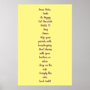 Poster House Rules Normas de la casa