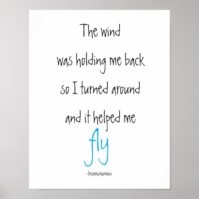 Poster Inspiration The Wind Helped Me Fly Quotes (Front)