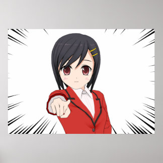 Poster jeune fille manga cheveux courts