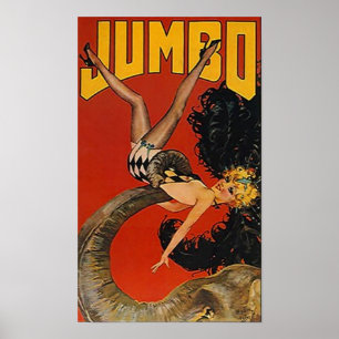 POSTER JUMBO THE GIANT ELEPHANT & LADY!