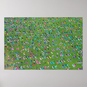Poster - Large group of people doing yoga