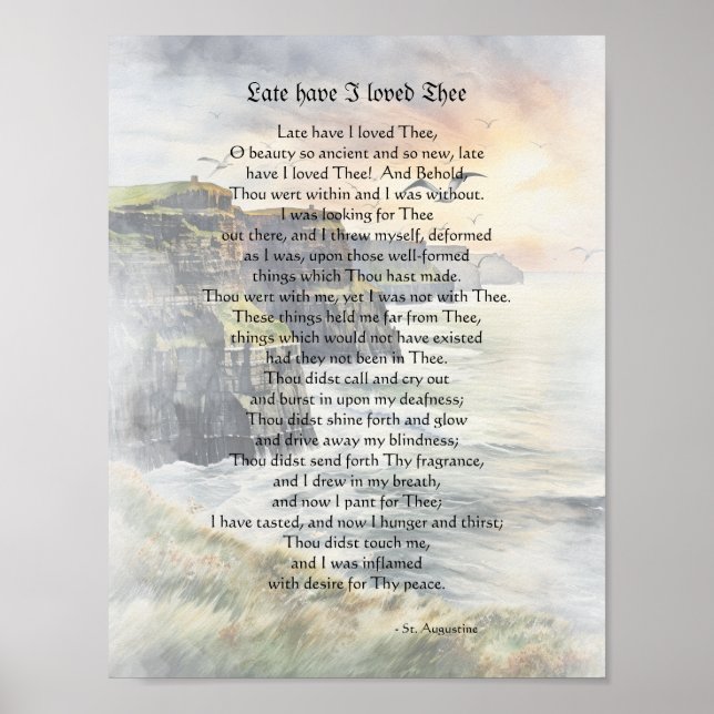 Poster Late Have I Loved Thee - Saint Augustine (Front)