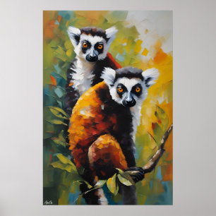Poster   Lemur   Oil Painting Style 