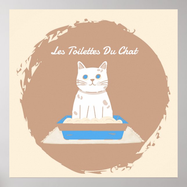 Poster, Les Toilettes Du Chat, White Cat Poster (Front)