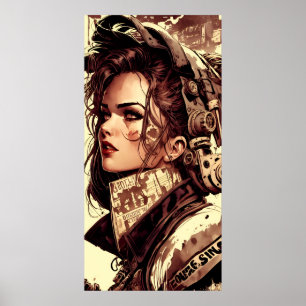 Póster Lienzo vintage art digital world war girl Poster