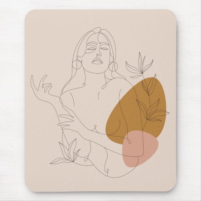 Poster Line art minimalist. Boho style. Mouse Pad (Front)