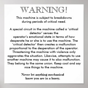 Poster - Machine Breakdown Warning