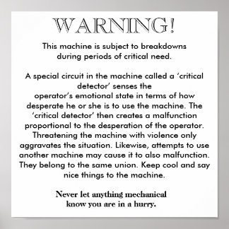 Poster - Machine Breakdown Warning