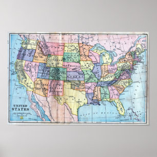 Poster - Map of America States