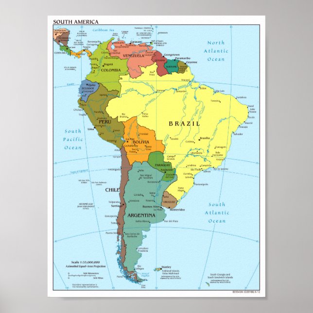 Poster - Map of South America (Front)
