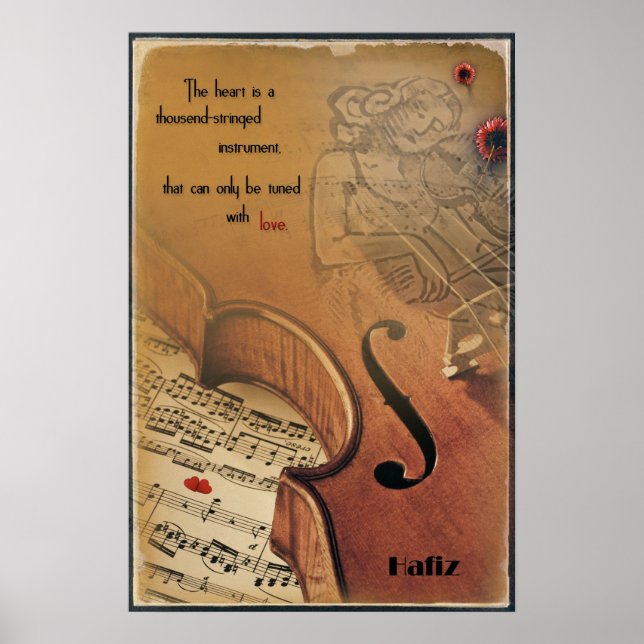 Poster met Hafiz - thousend-stringed instrument (Front)