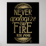 Poster never apologize<br><div class="desc">Inspirational poster in art deco style</div>