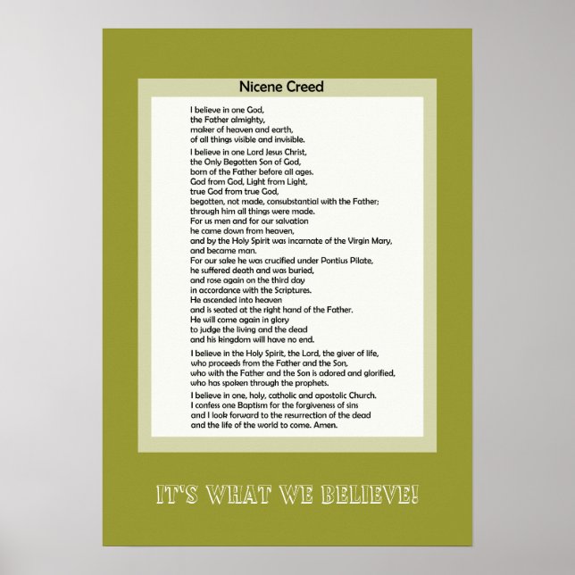 Poster Nicene Creed Christian Print (Front)