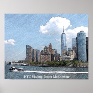 POSTER NYC SKYLINE lower Manhattan