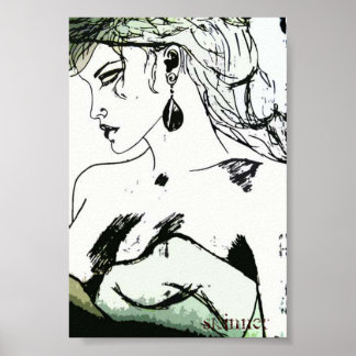Poster of a woman, side profile