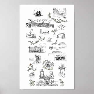 Poster of Illustrations: Tucson, Arizona Landmarks