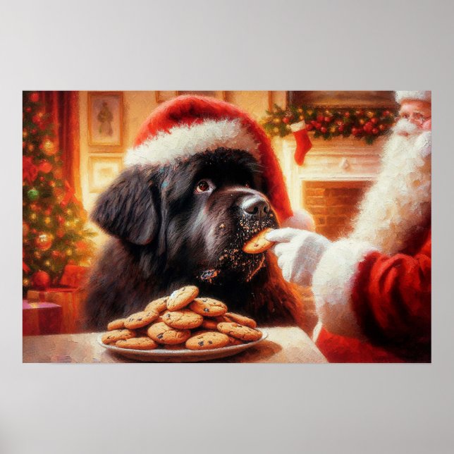 Poster of Newf Getting Cookie From Santa (Front)
