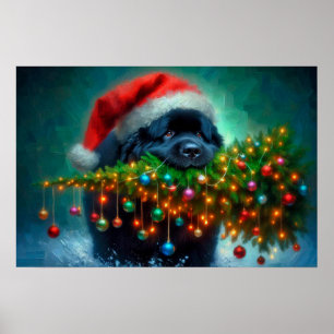 Poster of Newfie Carrying a Christmas Tree