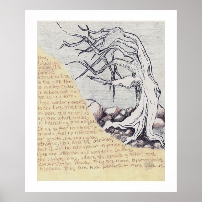 Poster of tree sketch with poem (Front)