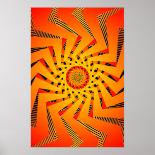 Poster: Orange Spiral Pattern: Vector Drawing Poster