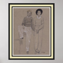 Poster, original art of 2 black men from 1940's