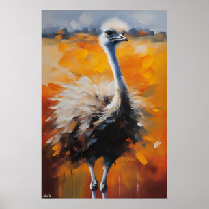 Poster   Ostrich   Oil Painting Style 