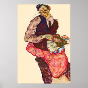 Poster Painting Egon Schiele Liebespaar