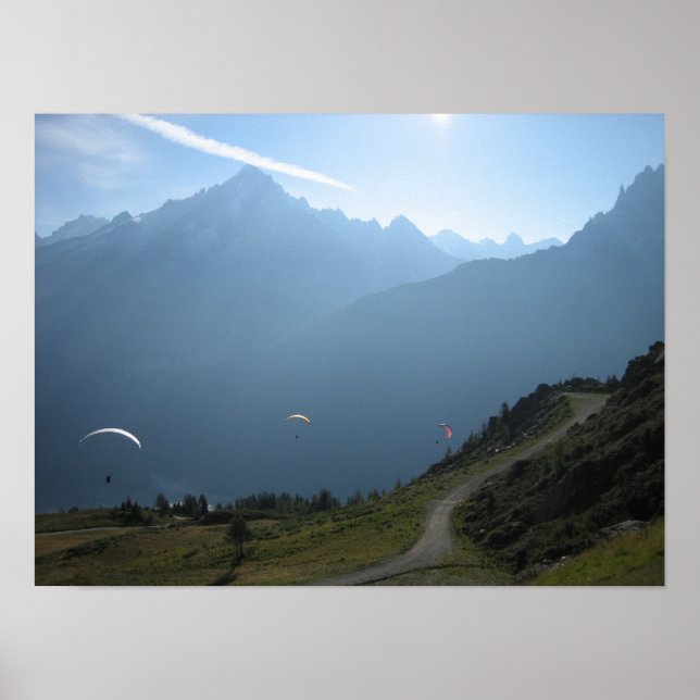Poster: Paragliders Chamonix Valley France Poster (Front)