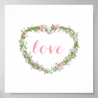 Poster/Picture - Floral Heart Love Poster