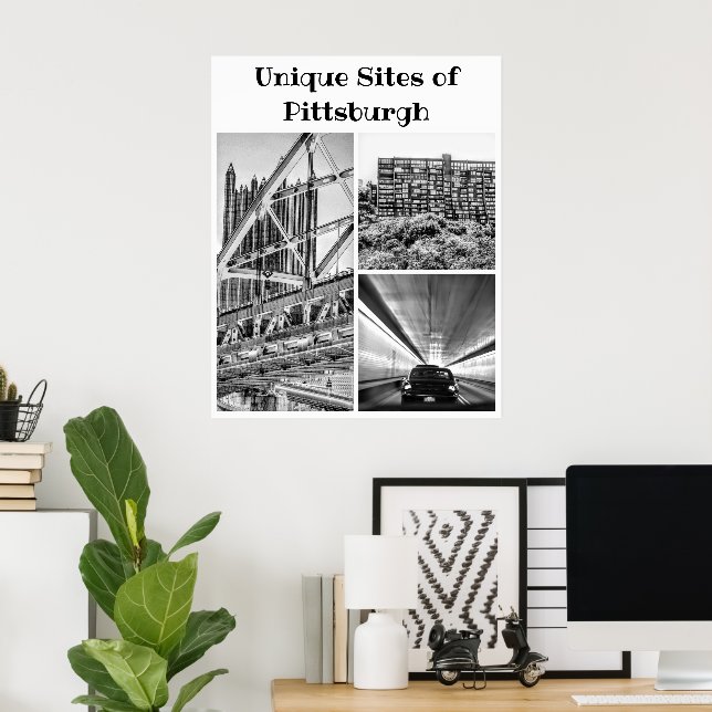 Poster -Pittsburgh B&W Collage (Home Office)